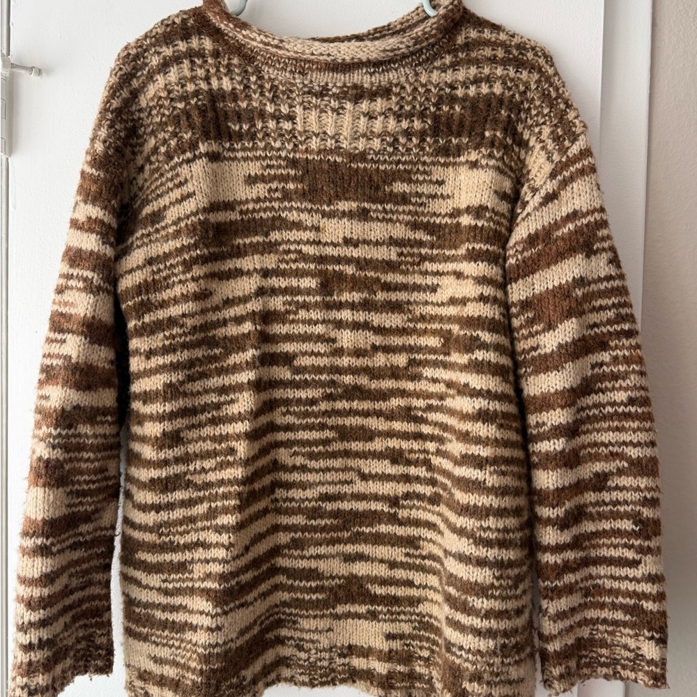 Urban Outfitters Brown and Cream Knit Sweater
